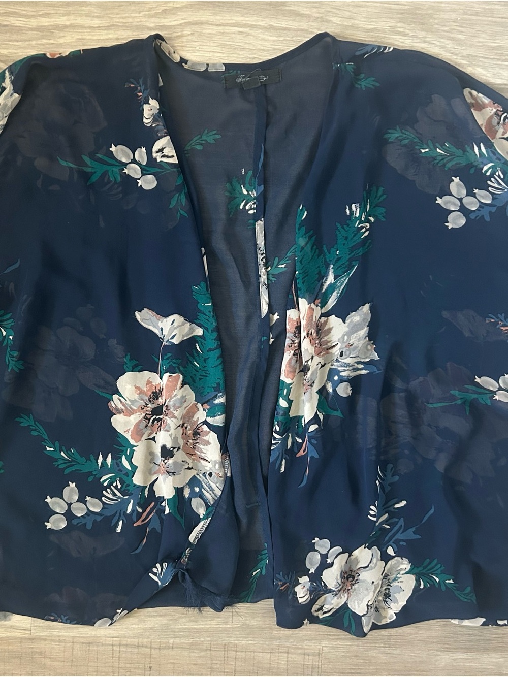 Navy Floral Sheer Kimono Cardigan